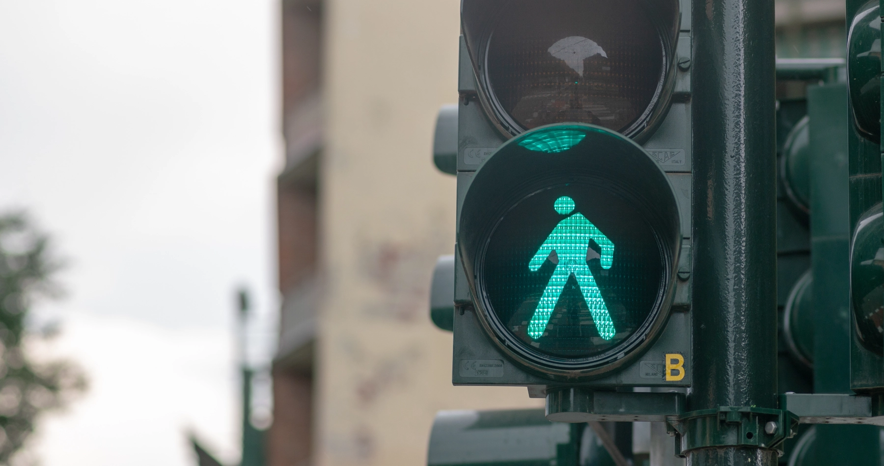 cross walk light with the walk light on